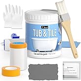 DWIL Tile Paint, Tub and Tile Refinishing Kit with Tools, Water Based &amp; Low Odor Bathtub Paint, Easy to Use for Bathroom Kitchen, Semi-Gloss Dark Grey, 25-30sq.ft