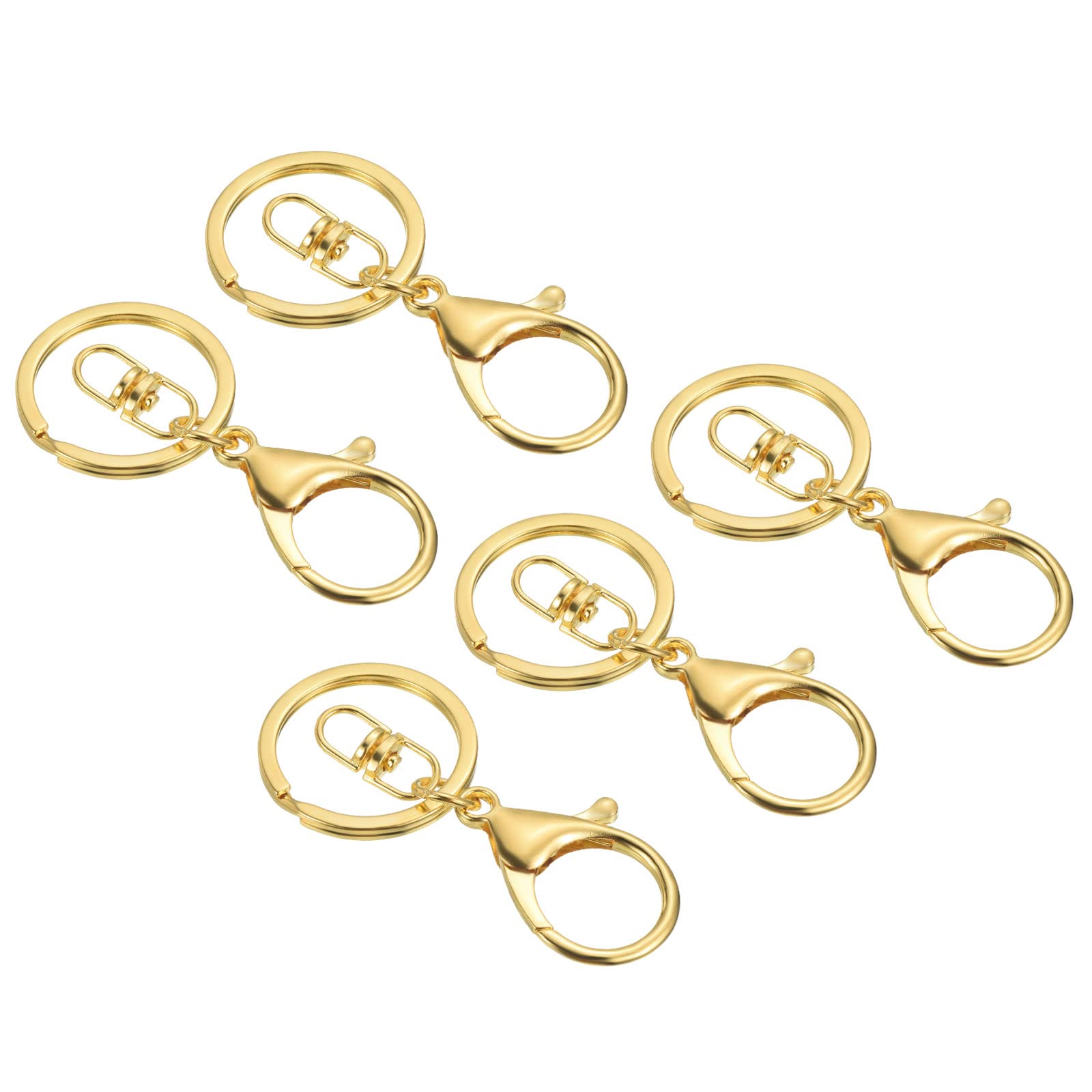 PATIKIL Key Chain Rings, 5 Pack Lobster Clasp Keyring Trigger Clip Keychain Holder for Arts Crafts DIY, Golden