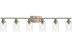 MELUCEE Modern Bathroom Vanity Light Fixtures 6-Light Brushed Nickel Contemporary Wall Light with Glass Shade for Kitchen Living Room Bedroom (Patent No.: US D963914 S)