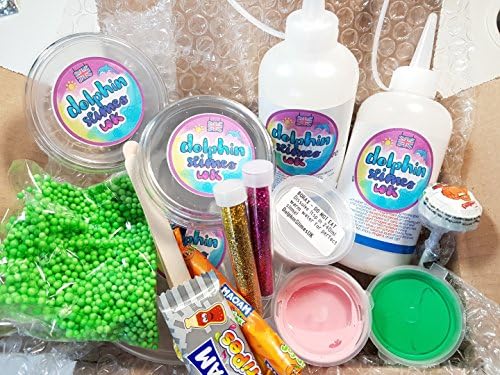 DolphinSlimesUK Starter Slime Making Kit with 360ml PVA Glue, Floam Beads, Borax Activator, Slime Containers and More...