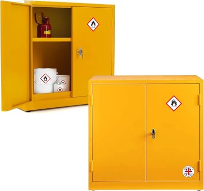Horison Industries COSHH Cabinet Small Flammable Storage Fire Proof Yellow