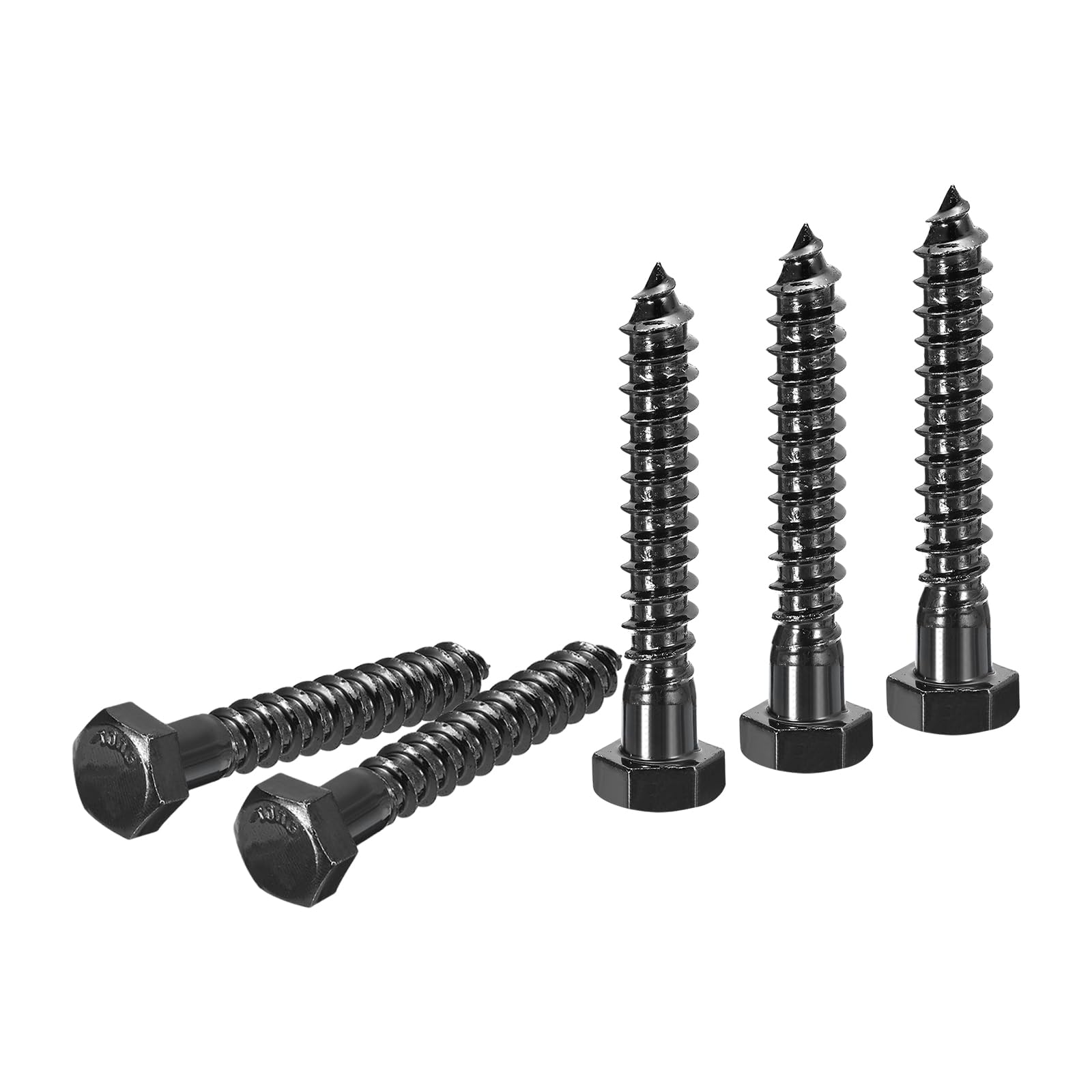 DTGN 3/8" x 2-1/2" Hex Lag Bolts - 10 Pack - for Woodworking, Furniture - 304 Stainless Steel Partial Thread Hexagon Head Lag Screws for Wood - Black