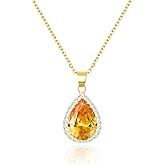 Linawe Crystal Chain Necklace for Women Trendy, Imitation Diamond Pendant, Statement Cubic Zirconia Boho Jewelry Set, 14K Gold/Rose Gold/Silver Birthstone Necklace