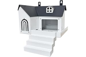 Squirrel Houses for Outside, Iron Feeder with Clear Window - with Step for Backyard, Garden, Outdoor/ 9.4x7.3