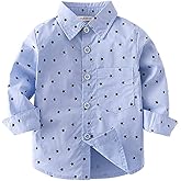 stylesilove Toddler Little Boy Long Sleeve Cotton Blend Button Down Shirt for Casual, Formal Event and Special Occasions
