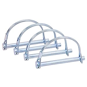 INCREWAY 4pcs Wire Lock Pin, 1/4 Inch Heavy Duty Safety Coupler Pin Shaft Locking Pto Hitch Pin with Round Arch Wire Retainer for Farm Trailers Lawn Garden