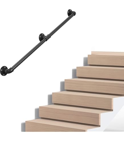 Staircase Handrails For Indoor Stairs 21.6"-39" Grab Rails For Disabled Elderly, U-type Metal Interior Hand Railing For Stairs Floor Step Mount- 1Pc Decking Railings ( Color : White , Size : 90cm(35.4 - View #7