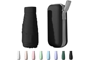 Xiuying Feng Mini Umbrella for Travel, Small Umbrella for Purse with Case for Sun and Rain, Sun Umbrella with UV Protection, Lightweight & Compact Umbrella for Women Men Kids(Black)
