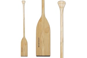 WONITAGO Wooden Canoe Paddle with Ergonomic Palm Grip and Anti-Collision Edge, Floating Wood Canoe Boat Paddle