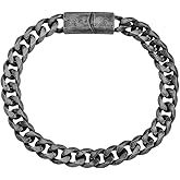 Geoffrey Beene Men's Stainless Steel Antique Black Cuban Curb Chain Bracelet