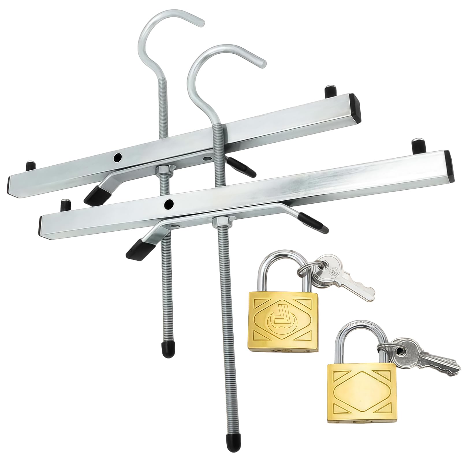 2 Pcs Ladder Clamps,43 * 39.5 * 22cm Heavy Duty Ladder Roof Rack Clamp Clamps Lock,2 Pack Locks Lockable Safe Ladders Universal Roof Rack Clamp Locks with 2 Free Padlocks Included for Roof Rack