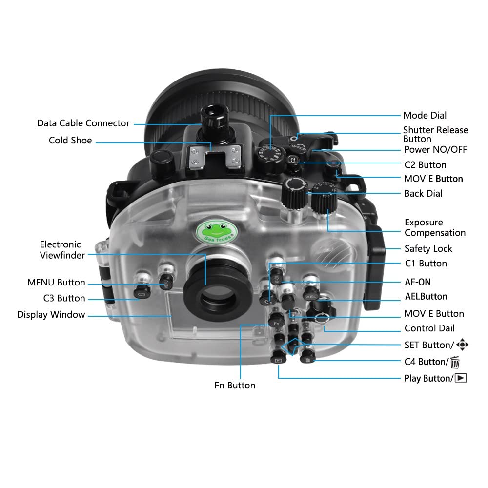 Seafrogs Underwater Housing for Sony A1 40M/130FT Waterproof Case With Standard Port for Sony 28-70mm F3.5-5.6, 16-35mm F/4, 24-70mm F/4 lens