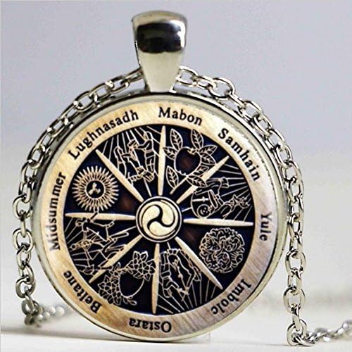 Zodiac Wicca Pendant, Zodiac Wicca Charm Necklace, Crescent Retro Necklace, Women Jewelry, Men Gift