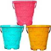Holady Plastic Beach Castle Mold Buckets, 7.3'' Large Size Sand Bucket Water Bucket for Beach Fun Great Summer Party Accessory