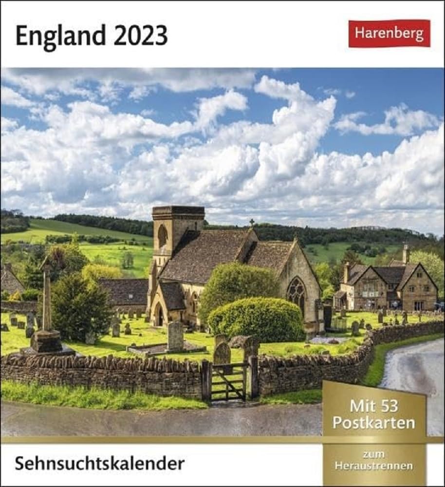 England Longing Calendar 2023: Weekly Calendar with 53 Postcards