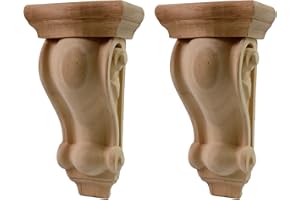 Woogim 2PCS Rubber Wood Carved Corbel 2" T×3.15" W×5.78" H European Style Corbel Bracket for Millwork Corbels G Style