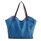Sanxiner Women's Casual Canvas Tote Bags Shoulder Handbag Travel Bag (Blue)
