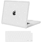 MOSISO Compatible with MacBook Pro 16 inch Case 2026 2025 2024-2021 M4 M3 M2 M1 A3403 A3186 A2991 A2780 A2485, Crack-Resistant Heavy Duty Glitter Hard Case with TPU Bumper&Keyboard Skin,Transparent