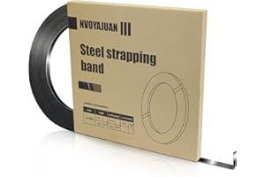 NVOYAJUAN 1/2" x .020" x 300' Black Steel Strapping Coil with Portable Dispensed Box Painted and Waxed Metal Band for Pallet Banding(1200 lbs Break Strength)