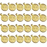 Dcatcher 24 PCS Bezel Pendant Trays Round Cabochon Settings Trays Pendant Blanks, 25mm Diameter, Gold