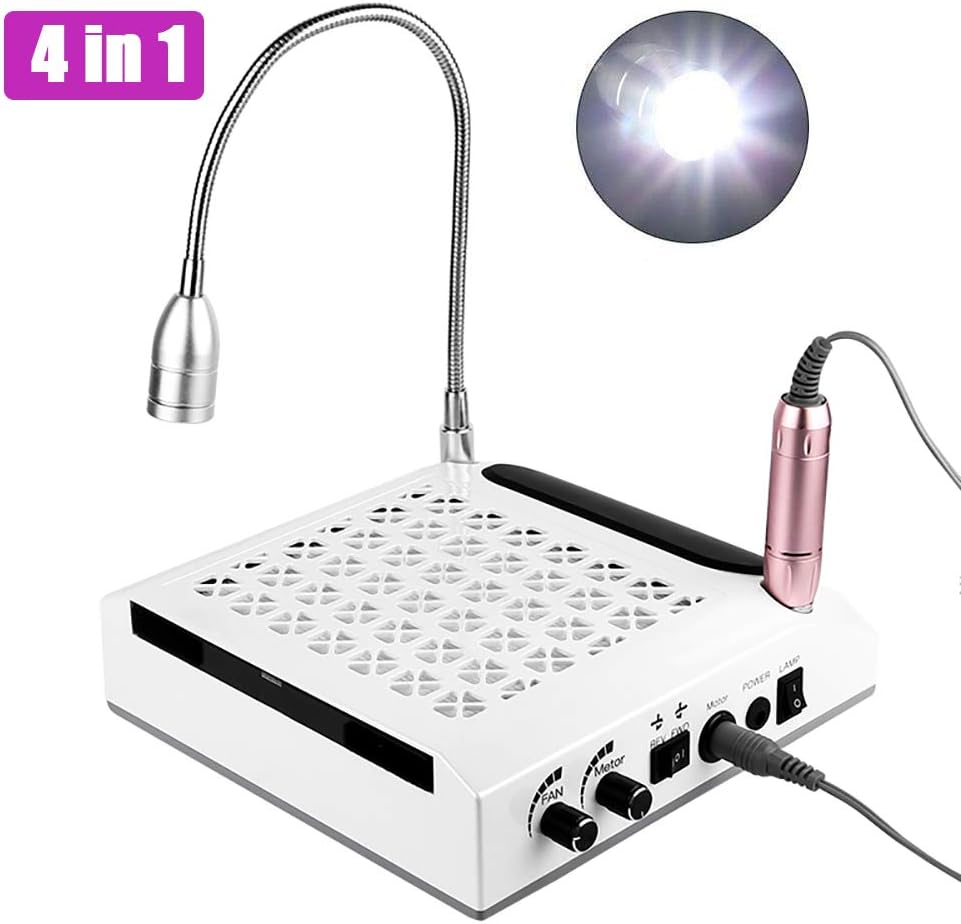 Amazon Co Jp ネイル集塵機マニキュア機 4イン1電気マニキュアマシン釘グラインド研磨は Ledデスクランプ80wと集塵機ドリル ホーム キッチン