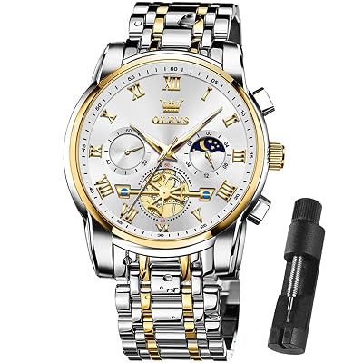 OLEVS Watch Men Original Luxury Waterproof Analog Dress Business Fashion Casual Gold and Silver Stainless Steel Bracelet Men Watches Metal Adjustable Watch With Large Faces Analog Quartz Chronograph Watches Relojes para hombres