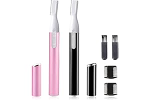 LAIKME Electric Eyebrow Trimmer for Women, Facial Hair Razor Removal for Men, Mini Epilator for Bikini, Remover for Face, Chin, Peach Puzz, Lips, Body, Arms, Legs, Battery Operated (Pink, Black)