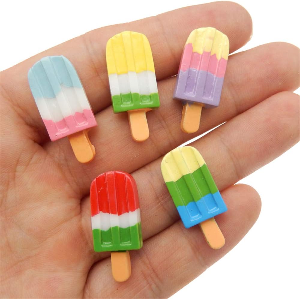 16-Pack Assorted Flat Back Resin Popsicle Ice Cream Bars Craft 22x12mm DIY Scrapbooking Embellishments Arts Projects Making Flatbacks Phone Case Decors