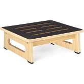 One Step Stool for Adults Seniors with Non-Slip Rubber Step Surface, 5.5" Heavy Duty Wooden Stepping Stools with 450 LBS Capacity for Bedroom Kitchen Bathroom, Bed Steps for High Beds, Bedside Support