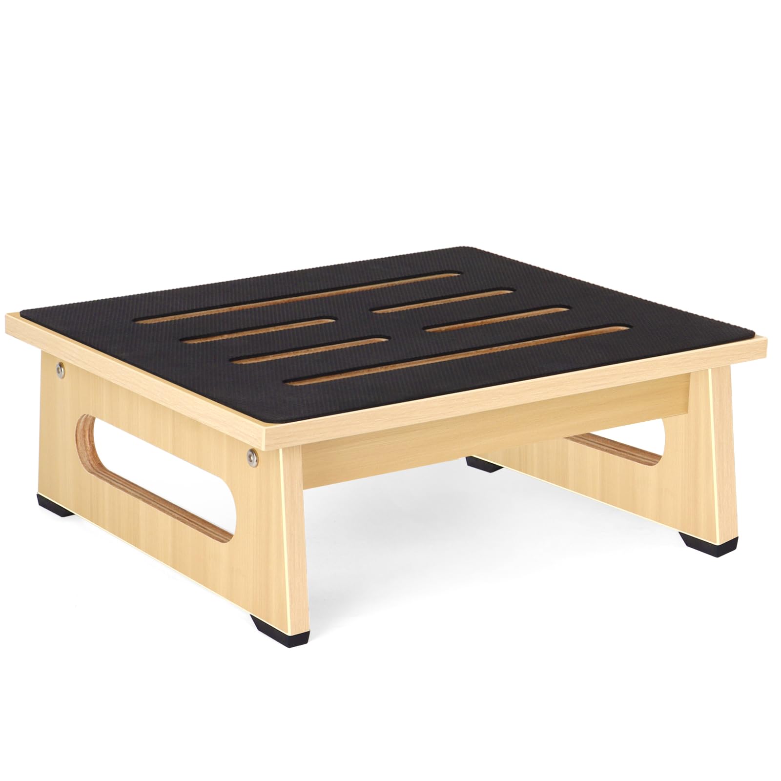 A wooden step stool for adults and seniors with non-slip rubber pad, for indoor and outdoor, 450 Ib, portable wooden stand up for bathroom, kitchen, bedside table and more (Gulanmu, 5.5 in)