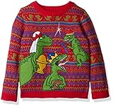 Blizzard Bay Little Boys' Three Wise Raptors Xmas Sweater, Blue, Red/Green, 6