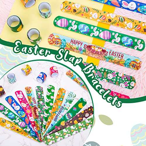 Koogel Easter Slap Bracelets for Kids, 48PCS Easter Slap Snap Bands Toys Gifts for Easter Eggs Basket Party Favors Bags Fillers Class Rewards