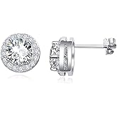QMTIHU Stud Earrings for Women S925 Sterling Silver Round Moissanite Stud Earrings Gift for Mother’s Day Ladies Her