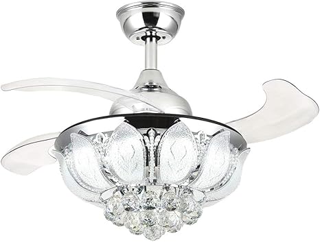 Moooni Dimmable Led Fandelier Retractable Ceiling Fans With Lights