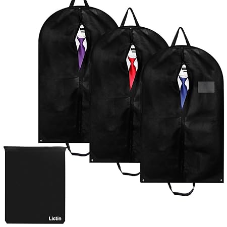Lictin 3 Set Kleidersack mit Schuhbeutel Kleiderhülle/Anzugsack / Anzughülle/Kleiderschutzhülle mit Tragegriffen aus atmungsa
