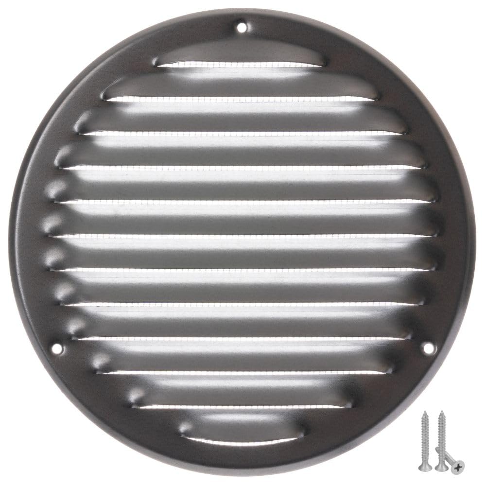 LIRAST 160mm Vent Cover Galvanised Steel - 6 inch Wall Vent Cover with Insect Mesh - Round Ceiling Soffit Vents - External Vent Cover - Metal Ventilation Grilles - Air Vent Covers for Walls