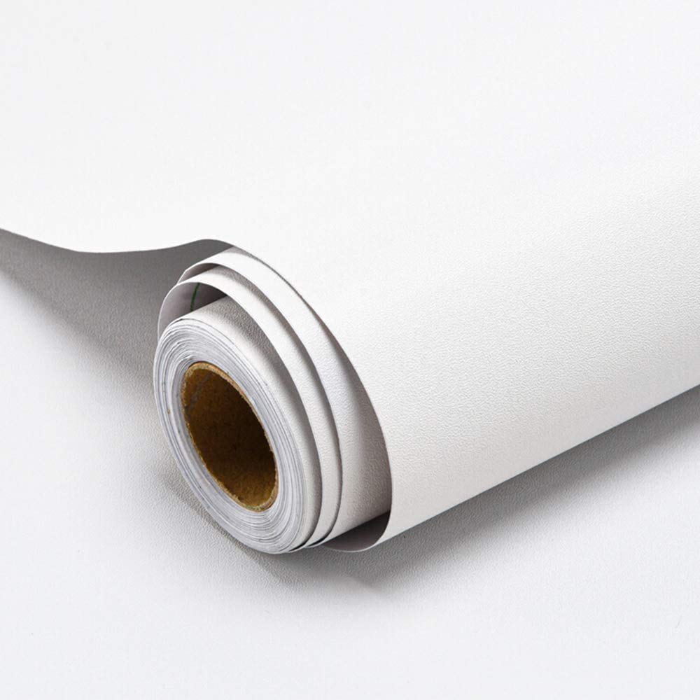 Decoroom White Sticky Back Plastic Paper Self Adhesive 40X300cm Peel and Stick Wallpaper Vinyl Film Roll Covering Wardrobes Drawers Bedroom Living Room Removable DIY Refurbished Furniture Stickers