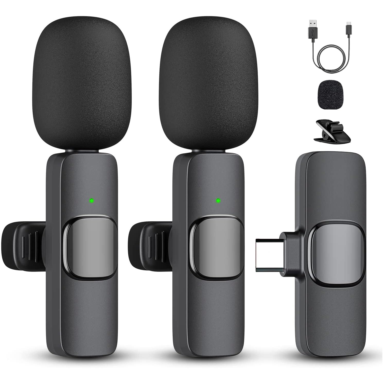 2 Pack Professional Wireless Lavalier Microphone for iPhone 17/16/15, Android Phone, Mini Lapel Mics Plug-Play Clip on Lapel Mic for YouTube, Recording, Vlog, Facebook Live TikTok — image 1