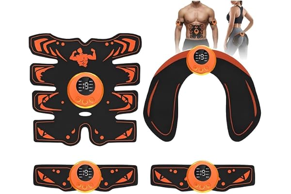 TENS & EMS Muscle Stimulator Belt for Abs, Arms, Legs & Glutes - Home Workout Equipment for Muscle Toning & Recovery - Portab