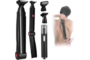 ETbyto Ultimate PRO Back Shavers for Men Body Shaver with Adjustable Extreme Reach Handle, Body Groomers Men's Electric Back Shaver with Nose Hair Trimmer Set and 2 Shock Absorber Flex Heads