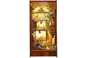 MONTIDEY 3D Wooden Puzzle Bookshelf Insert Decor,DIY Dollhouse Miniature Book Nook Assemble Kit,Bookends Model Build-Creativity Kit for Adults Women Birthday Gift