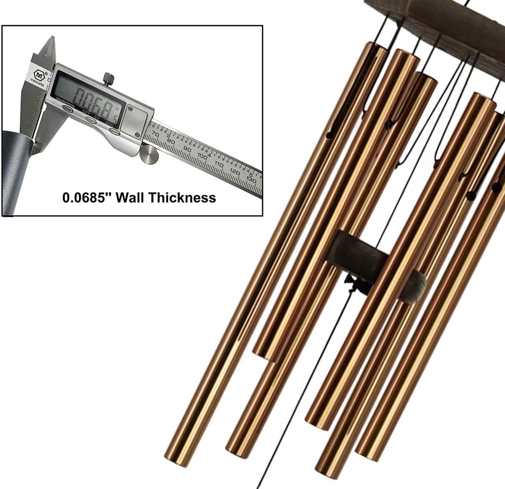 RELIANCER 31'' Memorial Wind Chime Outdoor Large Deep Tone Wind-Chime with 6 Aluminum Tubes Elegant Melodic Sympathy Chimes Windbell Home&Garden Decor Patio Balcony Gift : Garden & Outdoor