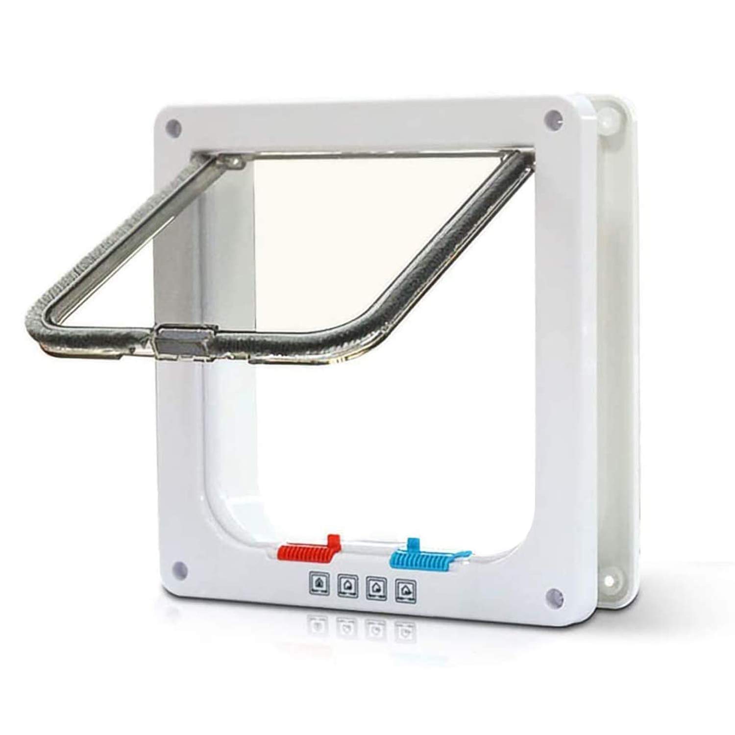 PetsN'all Indoor Cat Door 4-Way Locking Pet Door for Cats and Small Dogs Indoor/Outdoor Cat Flap Door with Magnetic Telescopic Frame