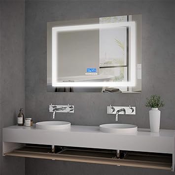 Meykoe LED Beleuchtung Badspiegel 80x60cm, Badezimmerspiegel