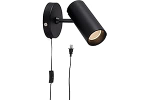 Aisilan Modern Plug in Wall Sconce Black Minimal LED Adjustable Wall Lamp with On/Off Switch Indoor Surface Mount Spotlight A