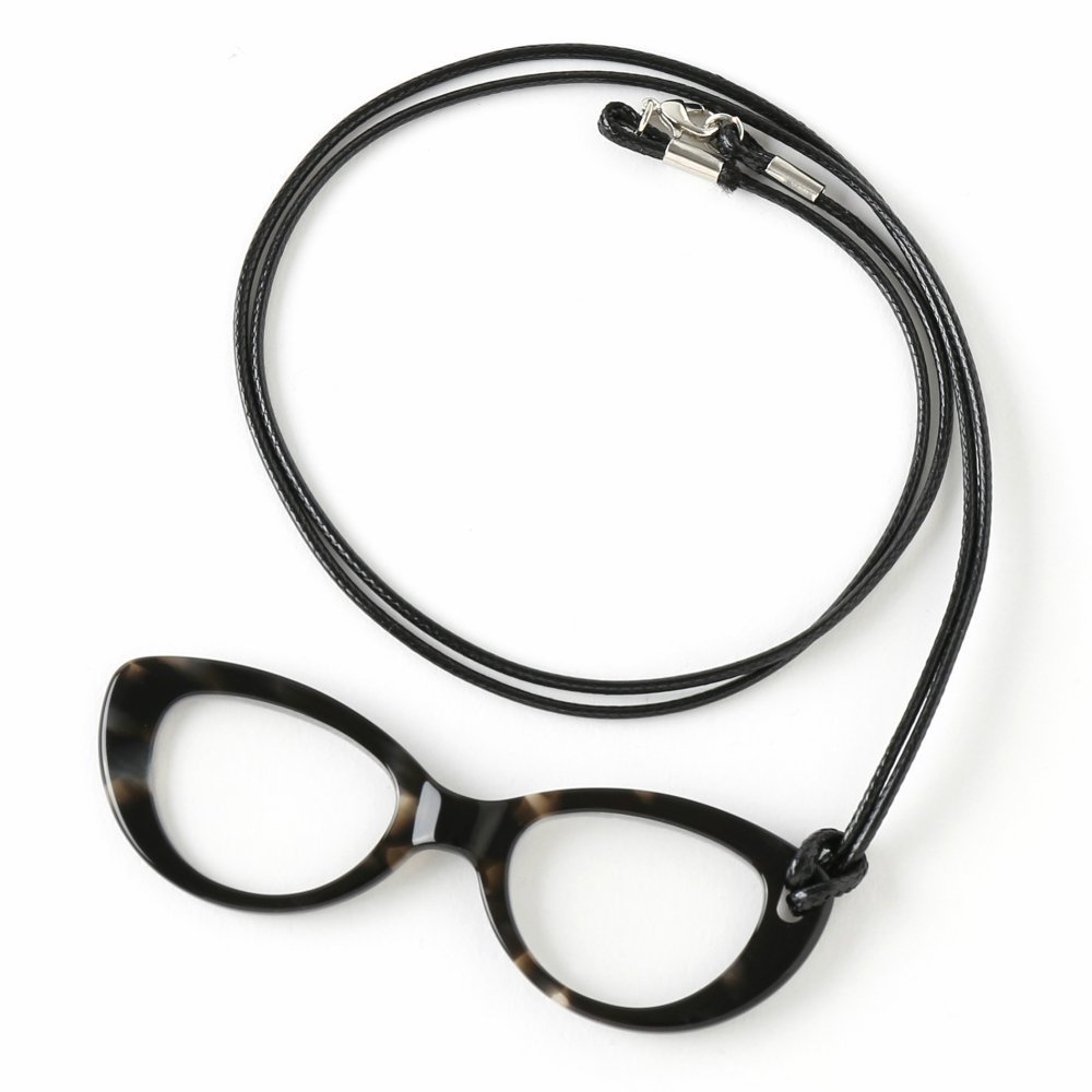 MIDI Ebony (pg002c8) Fine Acetate Lorgnette Loupe with Cord for Women – Magnifying and Reading Glasses [All in one](pg002c8)