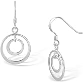WithLoveSilver 925 Sterling Silver Tiny Double Circle Hoop Loops Dangle Earrings