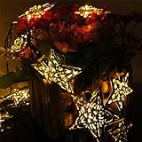 Sunniemart 20 LED Solar Powered Clear Globe String Lights Outdoor Decorative Lights for Christmas Wedding Party Garden Lawn Patio Decoration (Warm White) (Star Shape)