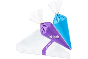 Disposable Tipless Piping Bags, 100PCS 14 Inch Cake Decorating Bags, Extra Thick & Non-Slip Pastry Bags Disposable for Royal 
