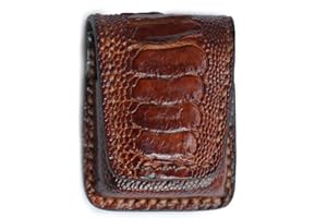 GUCAIBU Brown Ostrich Foot Skin Lighter Bag; Flip Leather Lighter Bag Cover